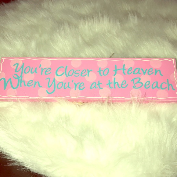 Wooden Sign Heaven & Beach related pink & teal - Picture 1 of 4